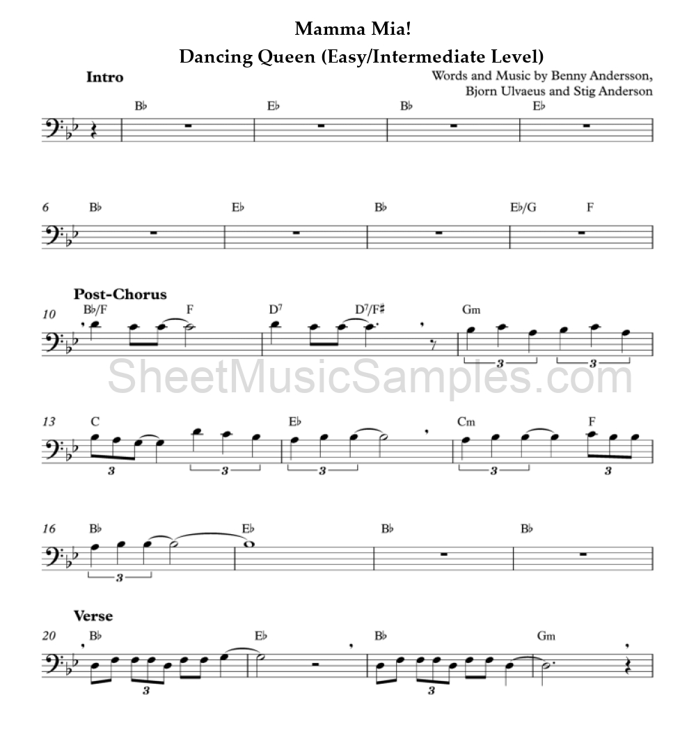 Mamma Mia! - Dancing Queen (Easy/Intermediate Level)