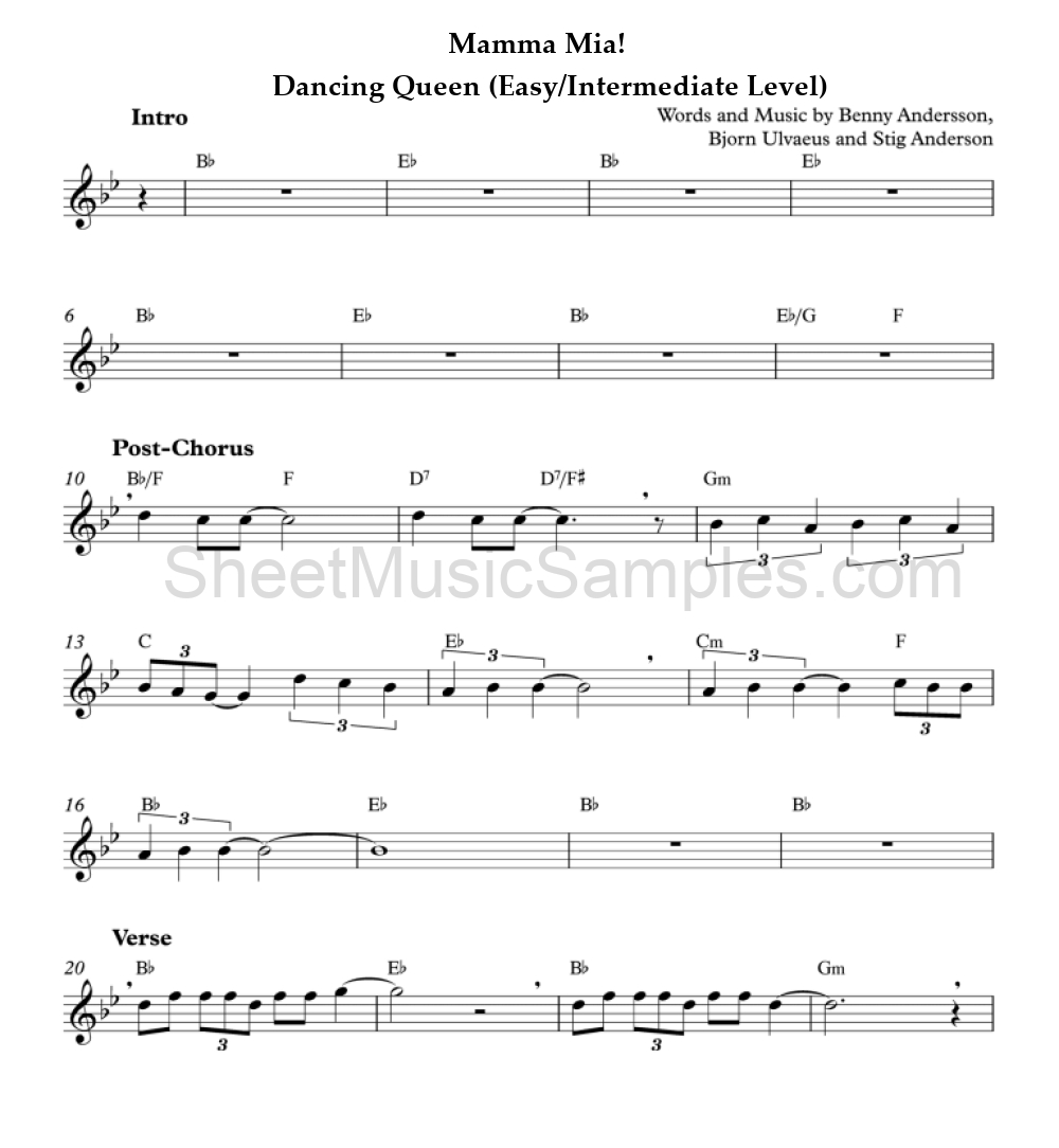 Mamma Mia! - Dancing Queen (Easy/Intermediate Level)