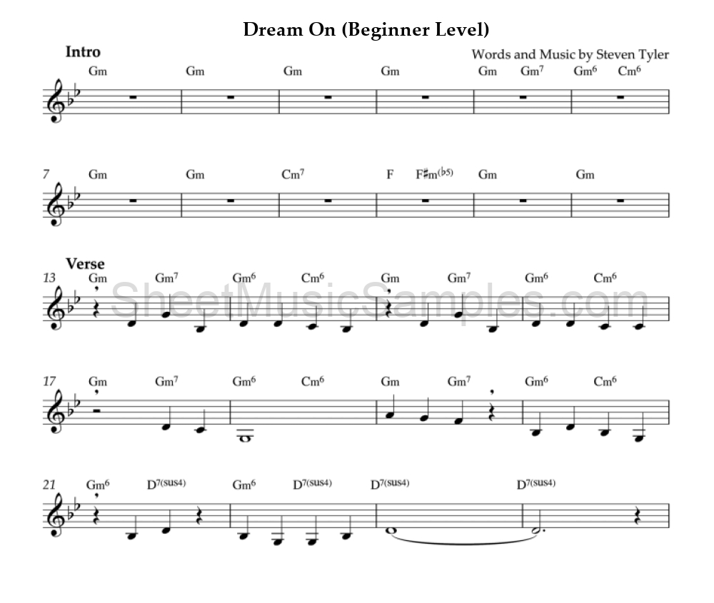 Dream On (Beginner Level)