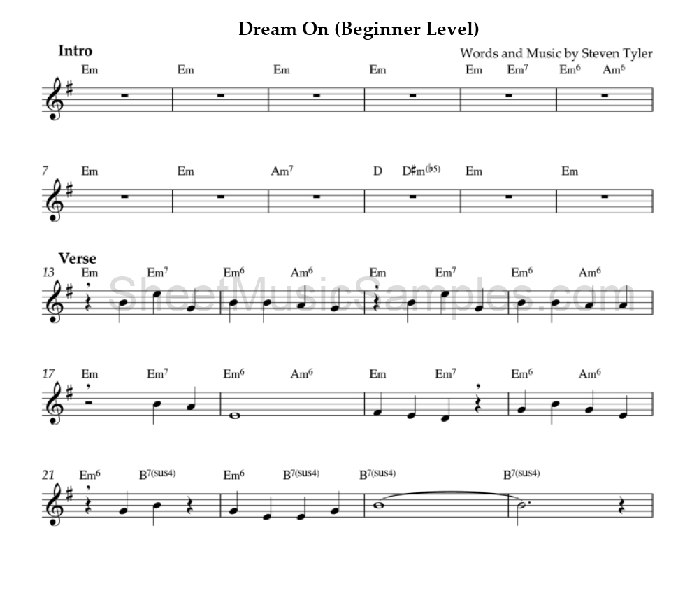 Dream On (Beginner Level)