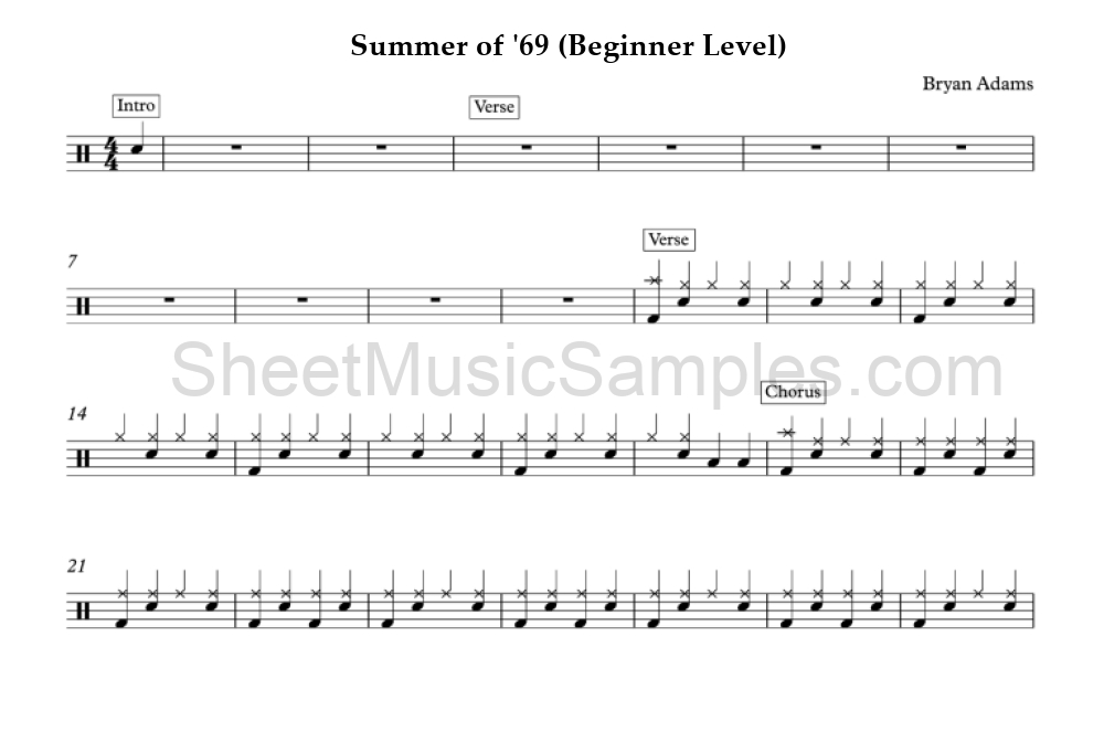 Summer of '69 (Beginner Level)