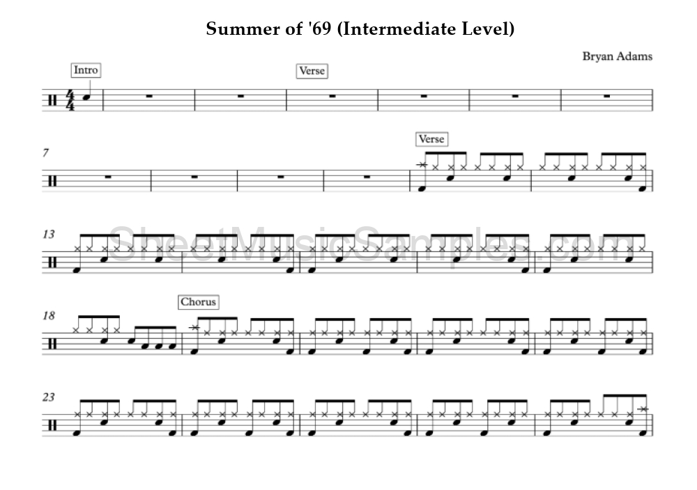 Summer of '69 (Intermediate Level)