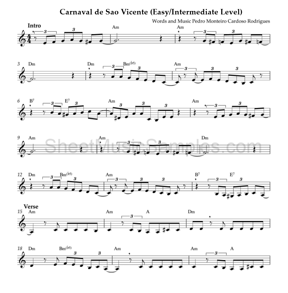 Carnaval de Sao Vicente (Easy/Intermediate Level)