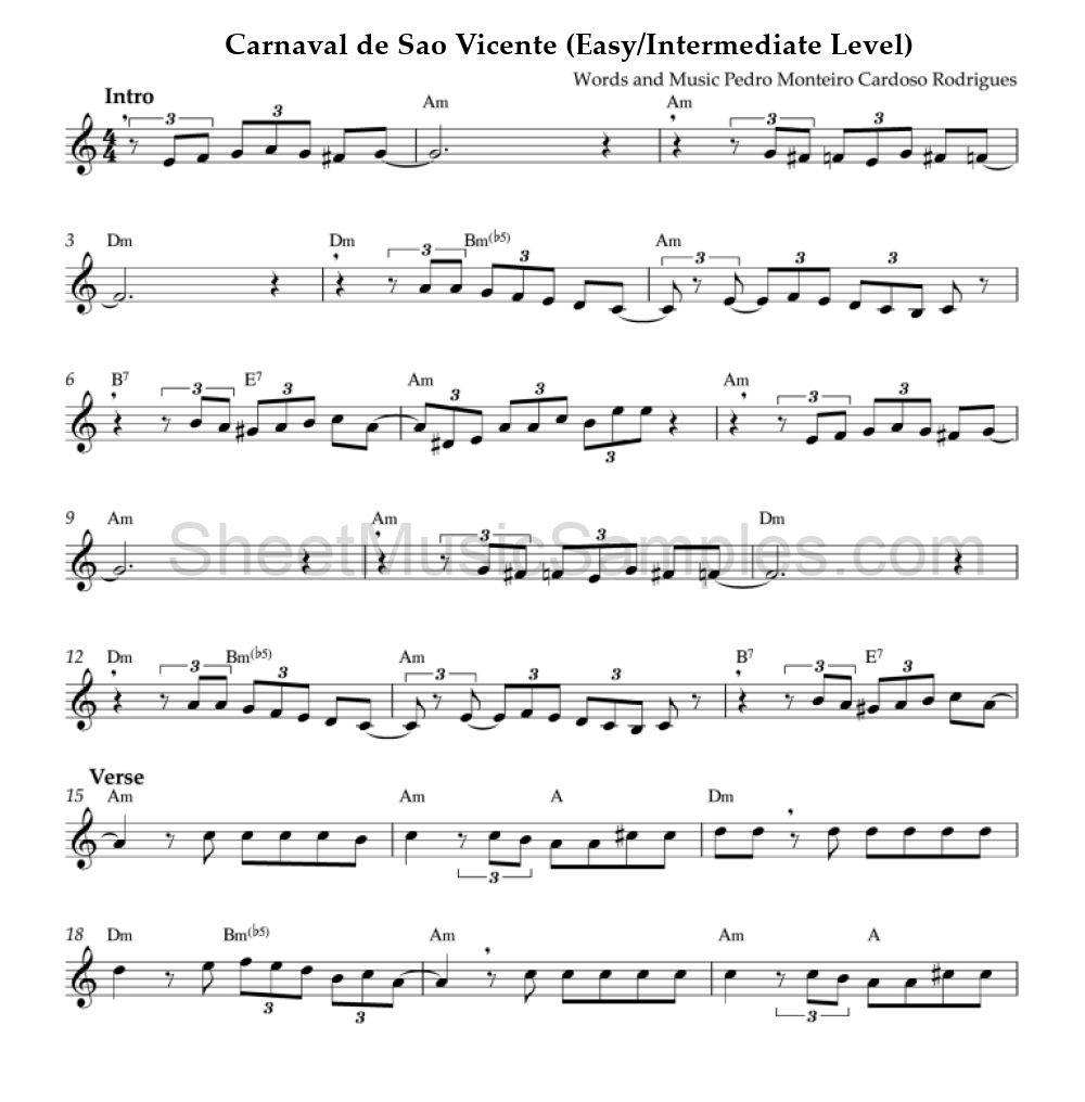 Carnaval de Sao Vicente (Easy/Intermediate Level)