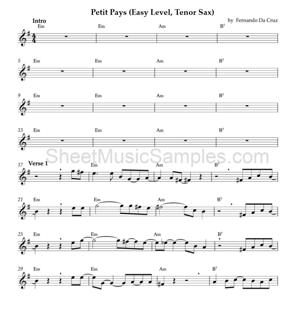 Petit Pays (Easy Level, Tenor Sax)