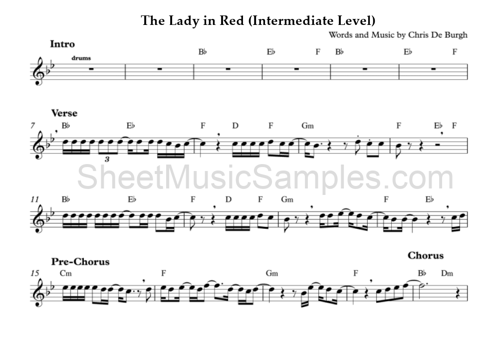 The Lady in Red (Intermediate Level)