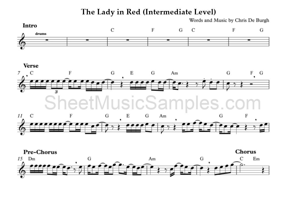 The Lady in Red (Intermediate Level)