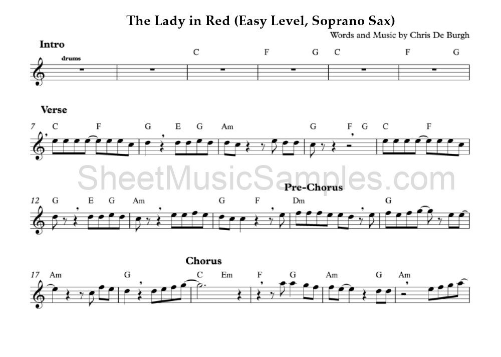 The Lady in Red (Easy Level, Soprano Sax)