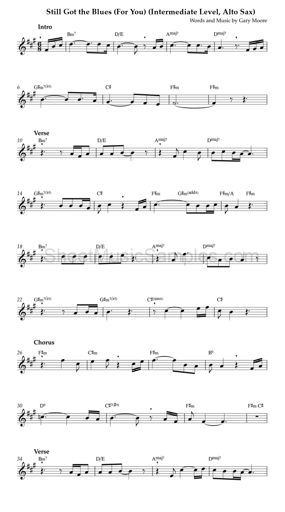 Still Got the Blues (For You) (Intermediate Level, Alto Sax)