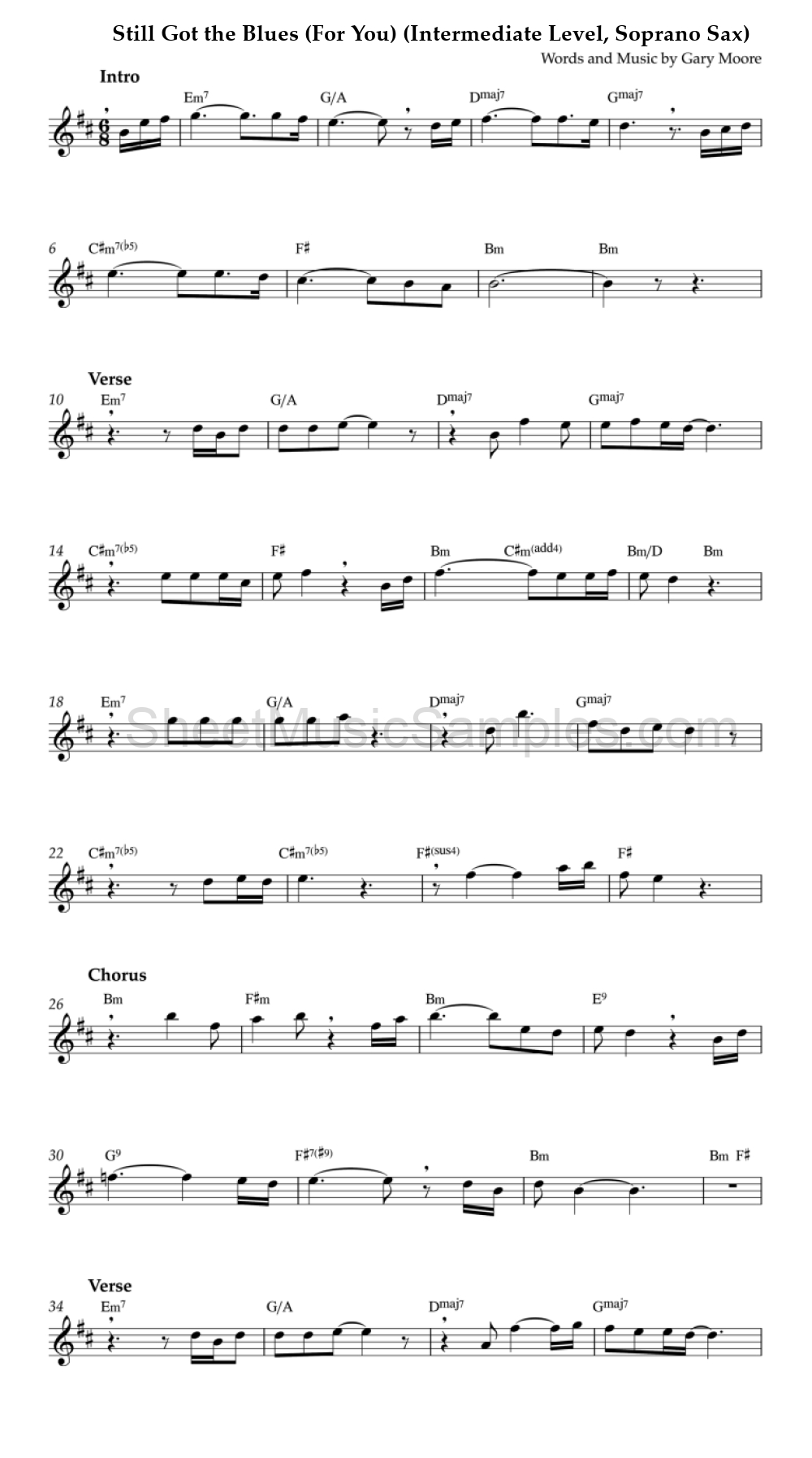 Still Got the Blues (For You) (Intermediate Level, Soprano Sax)