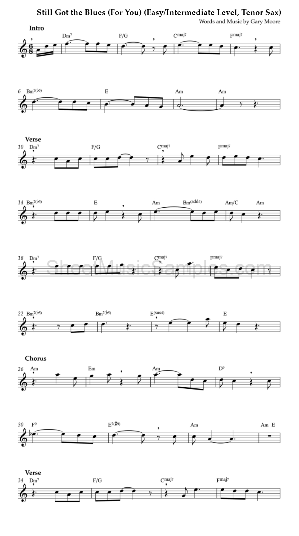 Still Got the Blues (For You) (Easy/Intermediate Level, Tenor Sax)