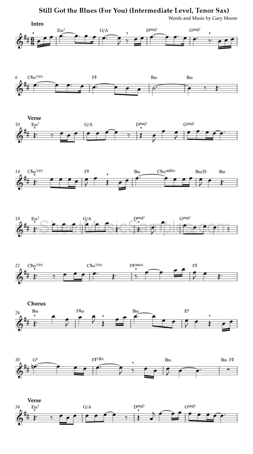 Still Got the Blues (For You) (Intermediate Level, Tenor Sax)