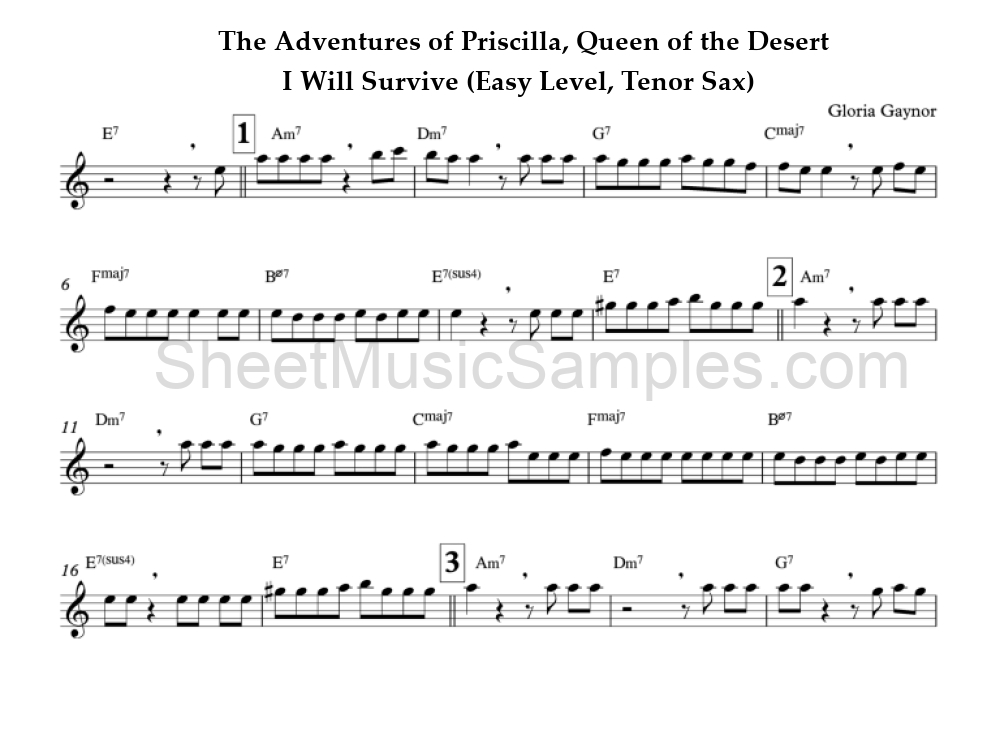 The Adventures of Priscilla, Queen of the Desert - I Will Survive (Easy Level, Tenor Sax)