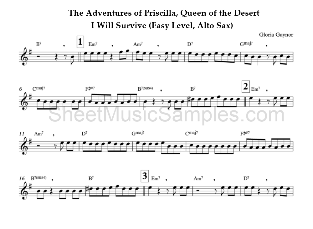 The Adventures of Priscilla, Queen of the Desert - I Will Survive (Easy Level, Alto Sax)