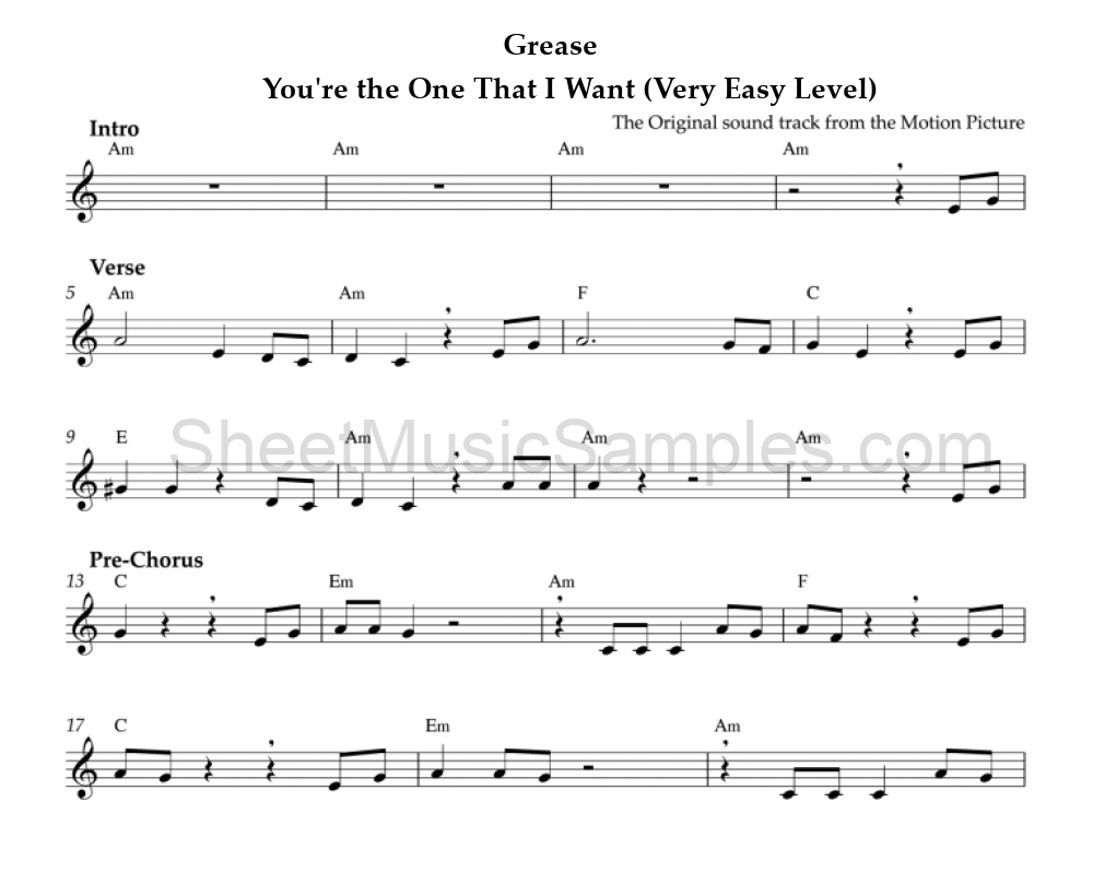 Grease - You're the One That I Want (Very Easy Level)