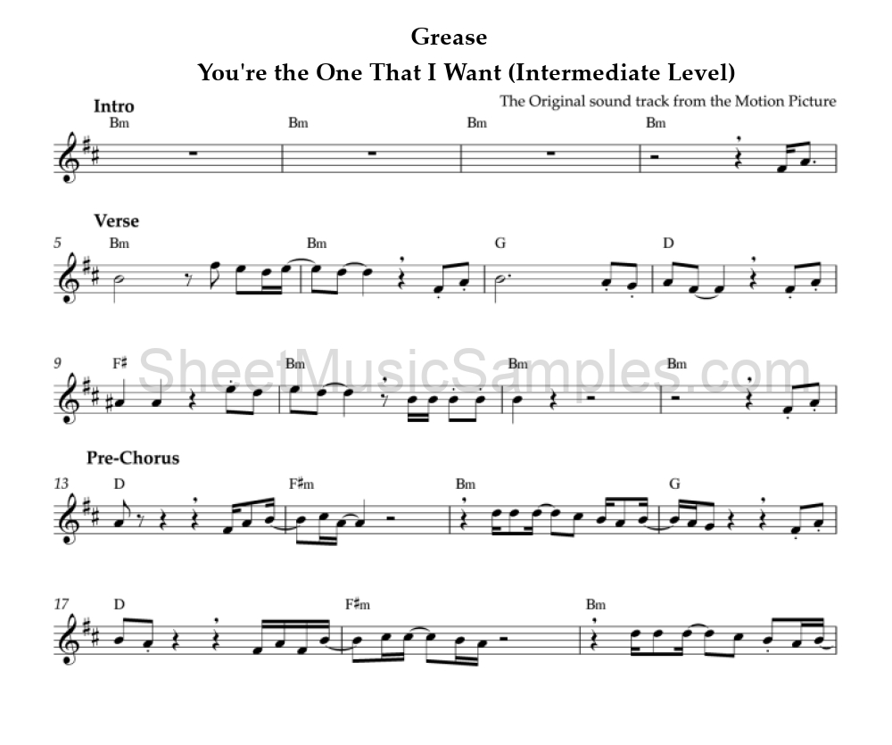 Grease - You're the One That I Want (Intermediate Level)