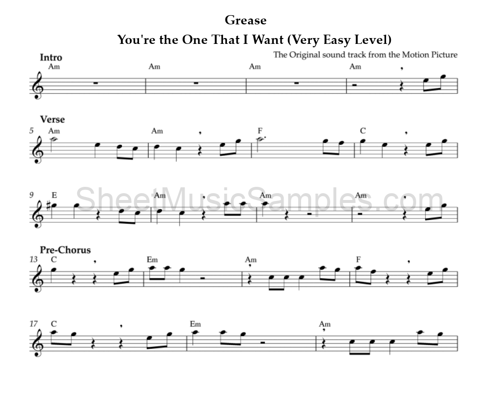 Grease - You're the One That I Want (Very Easy Level)