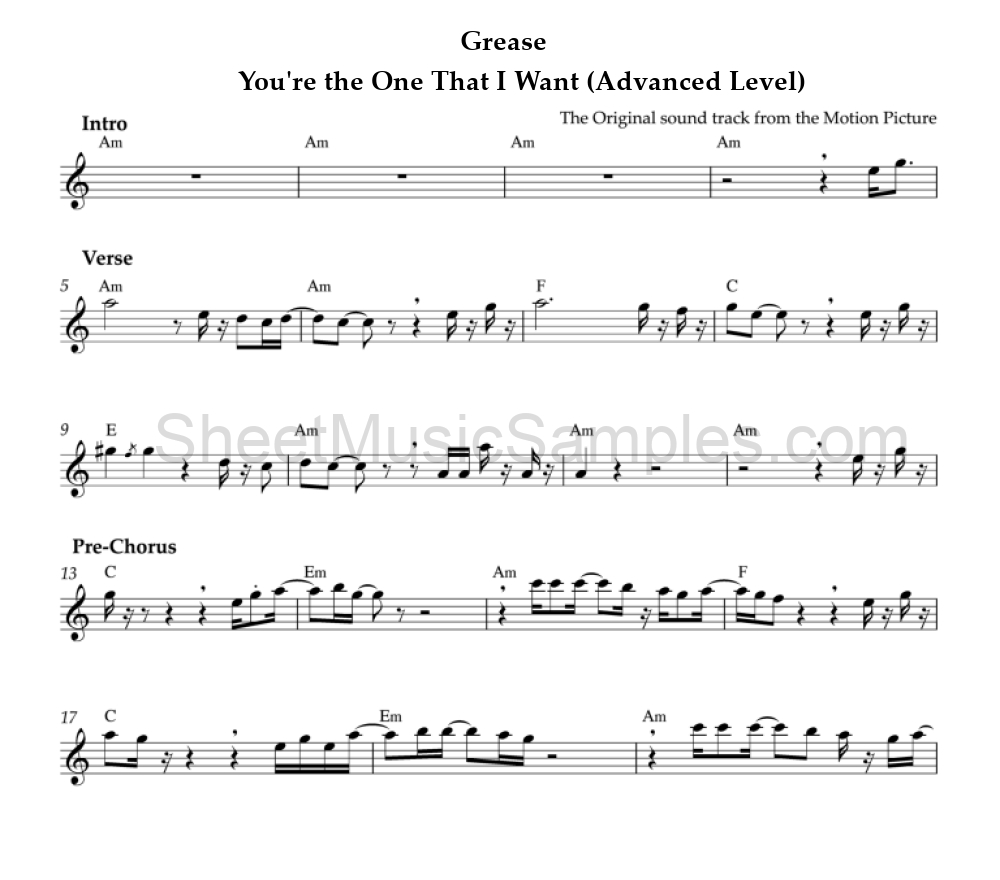 Grease - You're the One That I Want (Advanced Level)