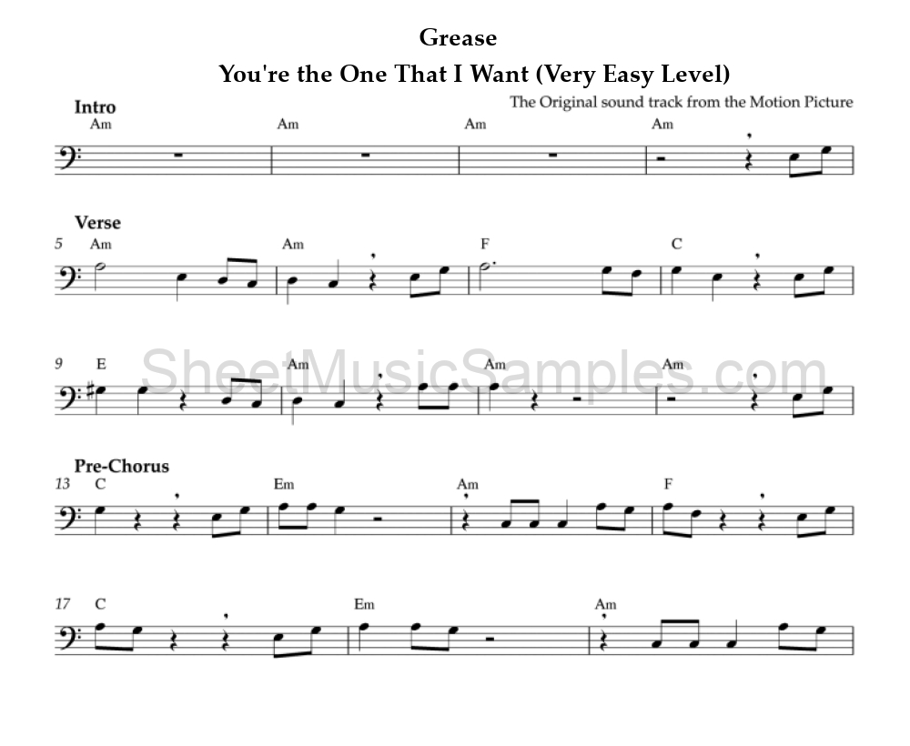 Grease - You're the One That I Want (Very Easy Level)