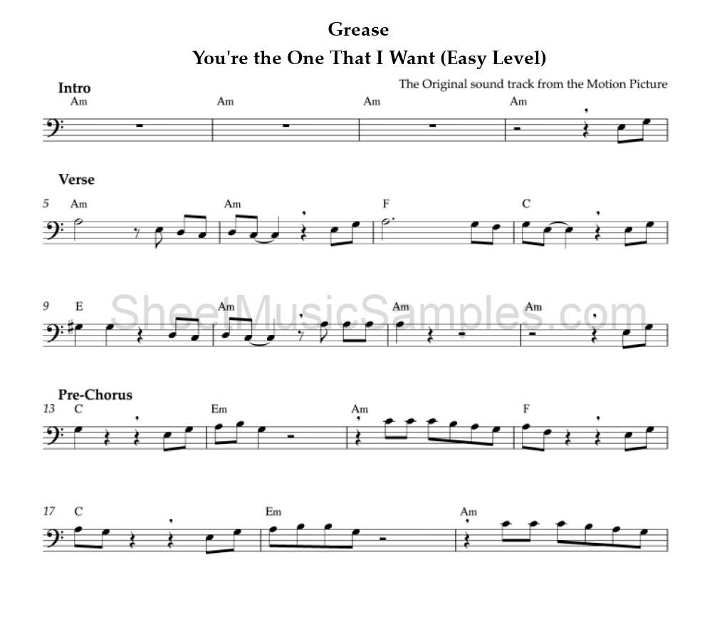 Grease - You're the One That I Want (Easy Level)