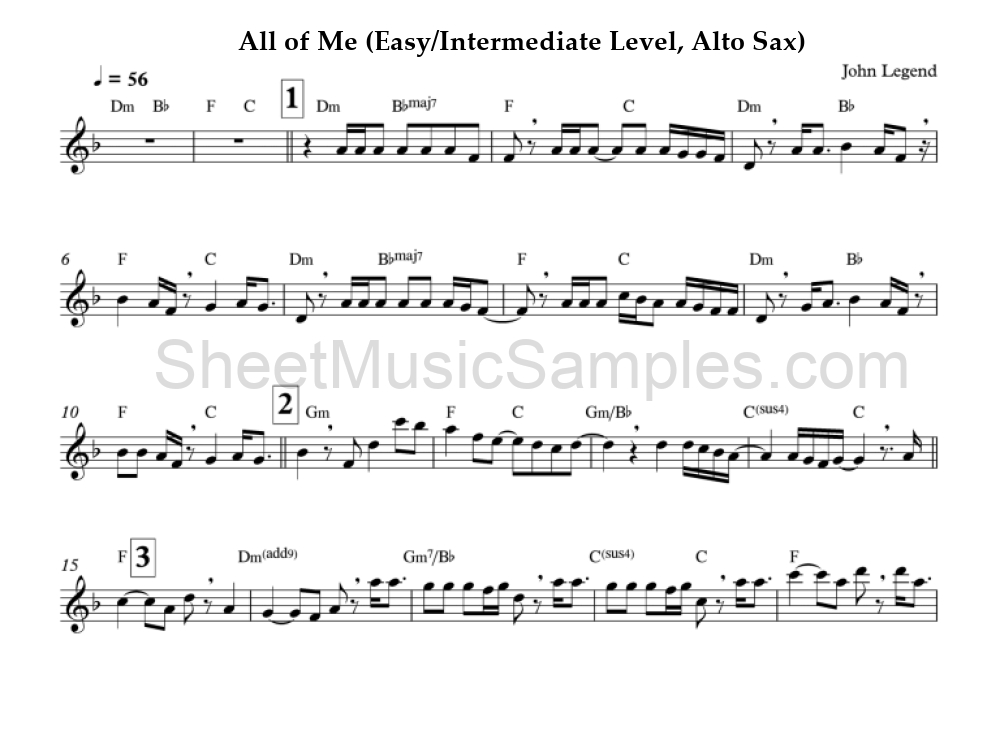 All of Me (Easy/Intermediate Level, Alto Sax)