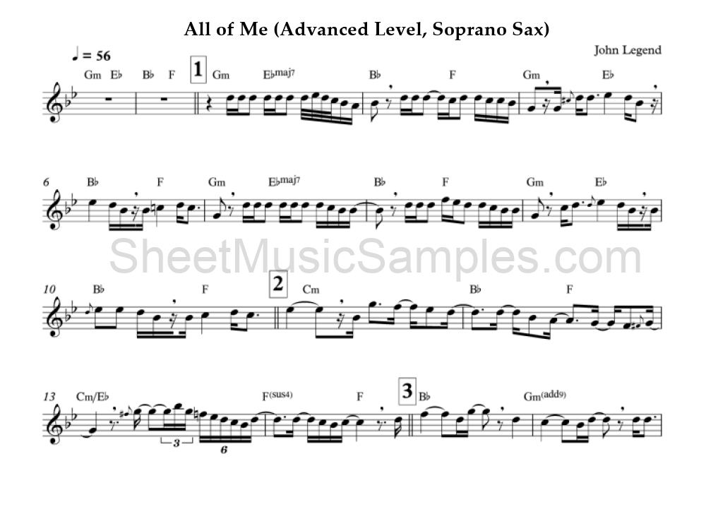 All of Me (Advanced Level, Soprano Sax)