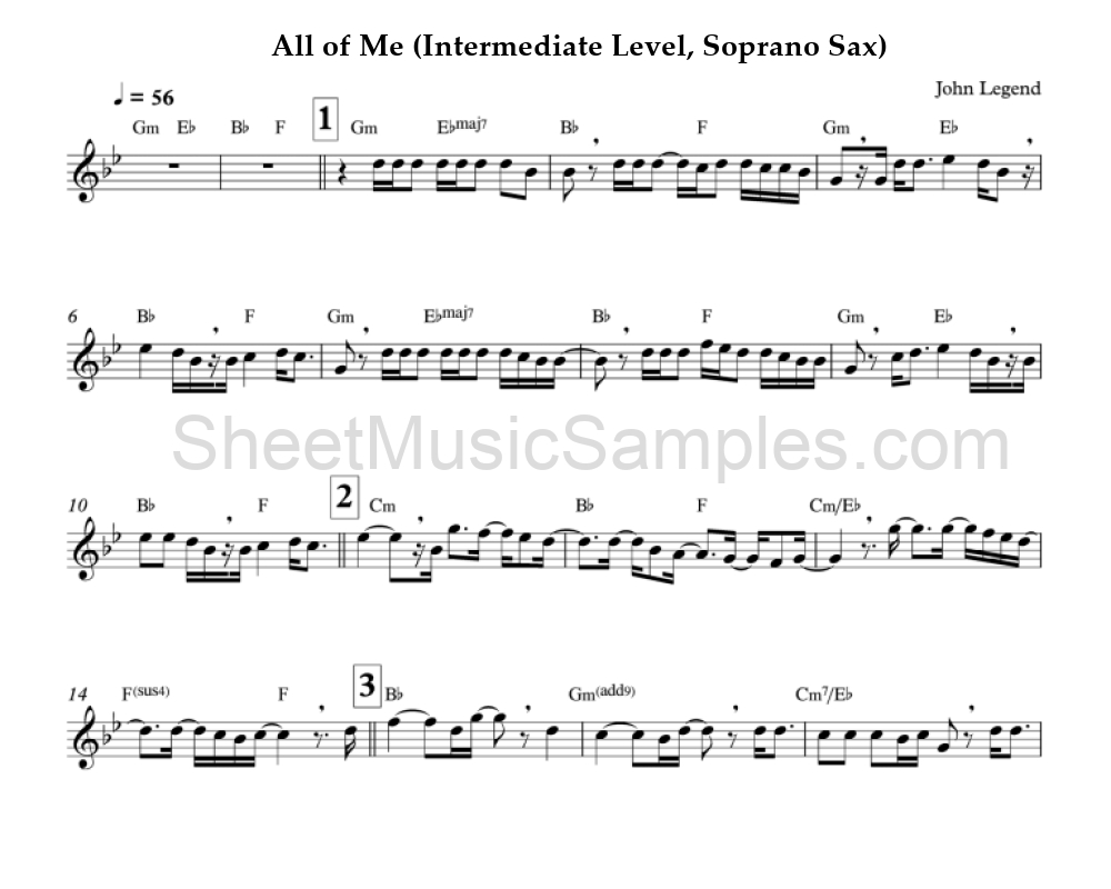 All of Me (Intermediate Level, Soprano Sax)