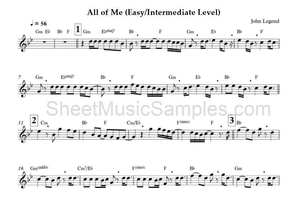 All of Me (Easy/Intermediate Level)