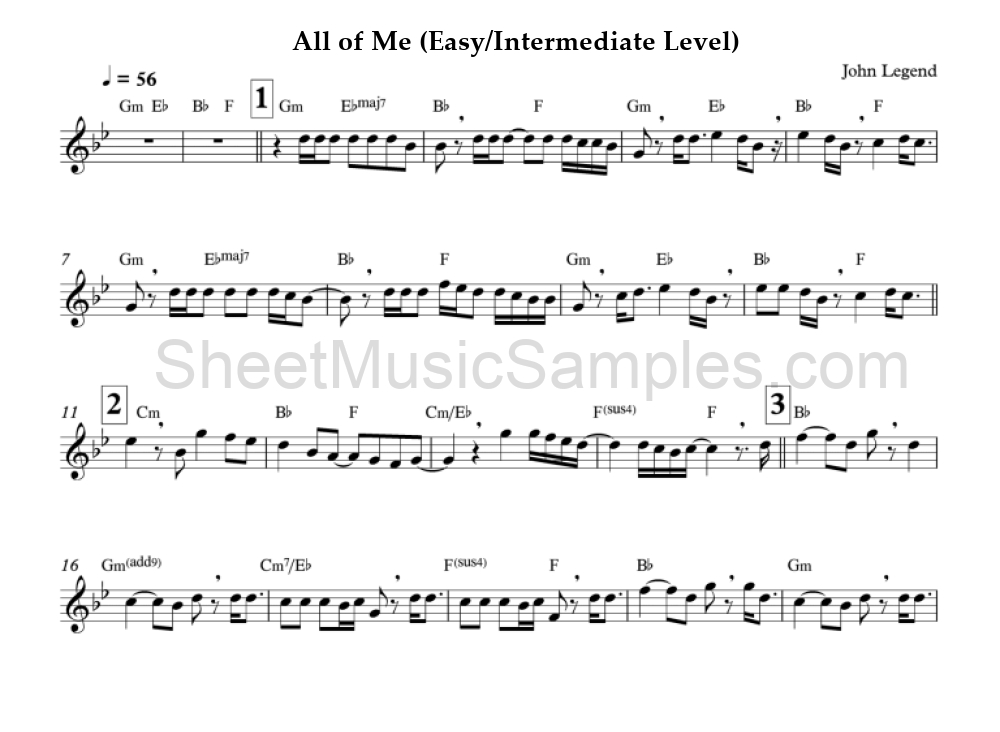 All of Me (Easy/Intermediate Level)