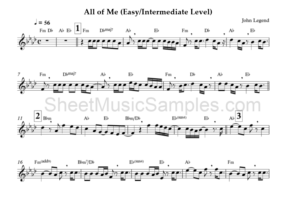 All of Me (Easy/Intermediate Level)