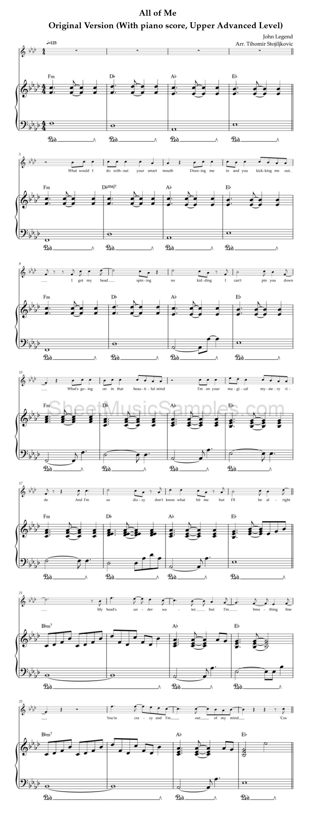 All of Me - Original Version (With piano score, Upper Advanced Level)