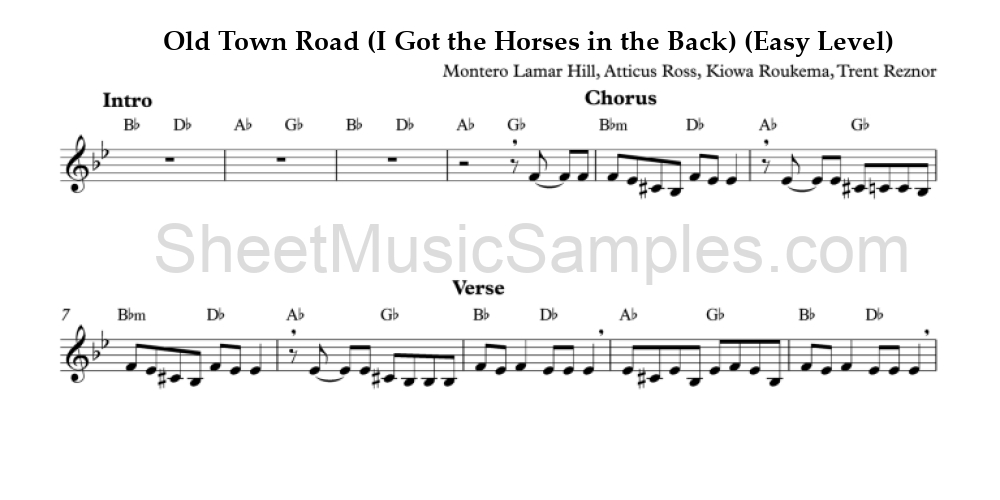 Old Town Road (I Got the Horses in the Back) (Easy Level)