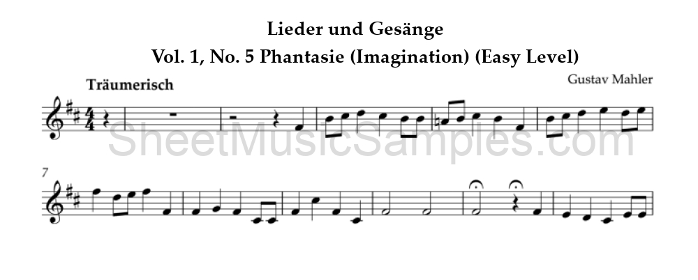 Lieder und Gesänge - Vol. 1, No. 5 Phantasie (Imagination) (Easy Level)