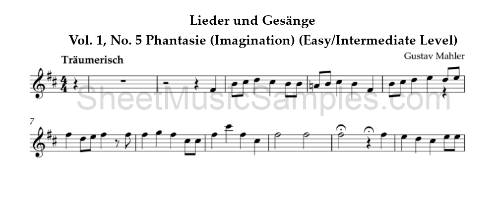 Lieder und Gesänge - Vol. 1, No. 5 Phantasie (Imagination) (Easy/Intermediate Level)