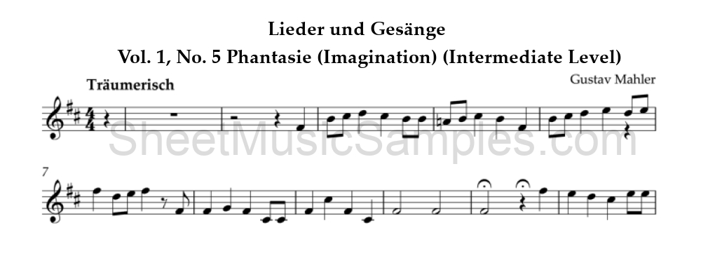 Lieder und Gesänge - Vol. 1, No. 5 Phantasie (Imagination) (Intermediate Level)