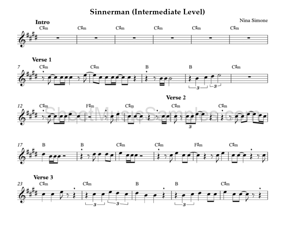 Sinnerman (Intermediate Level)