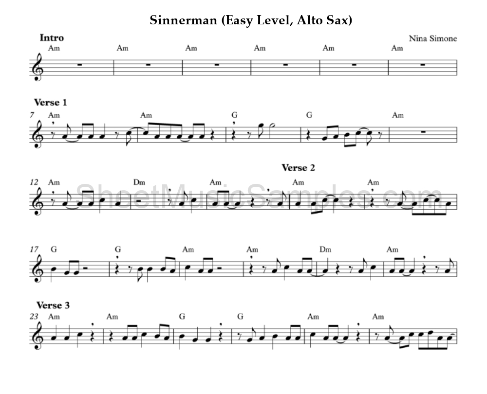 Sinnerman (Easy Level, Alto Sax)