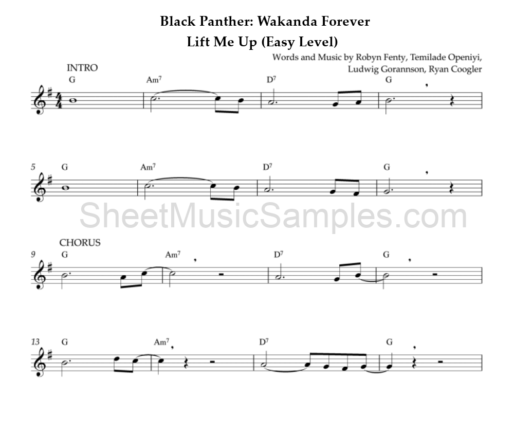 Black Panther: Wakanda Forever - Lift Me Up (Easy Level)