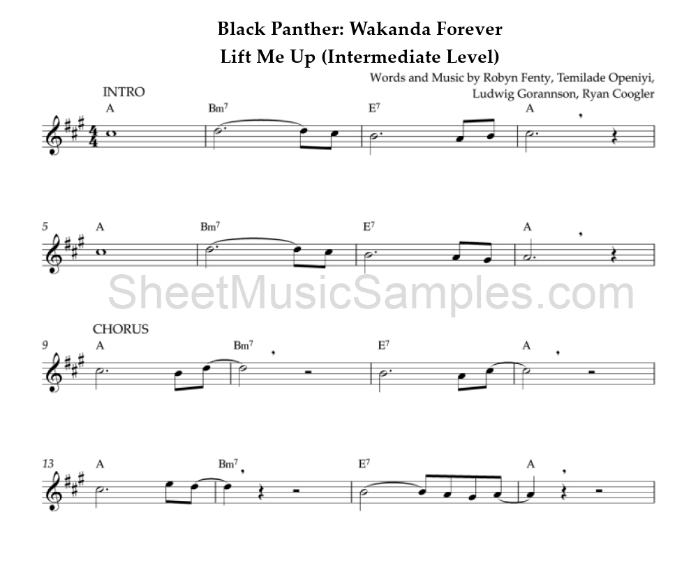 Black Panther: Wakanda Forever - Lift Me Up (Intermediate Level)