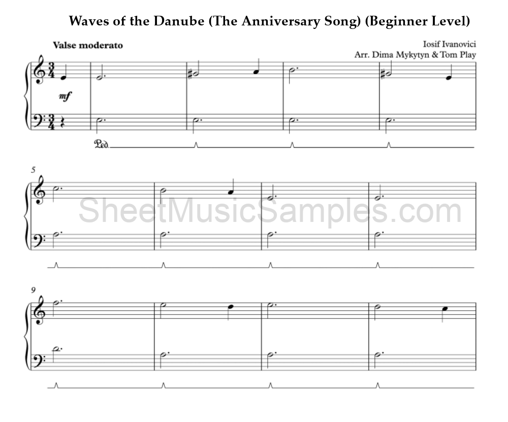 Waves of the Danube (The Anniversary Song) (Beginner Level)