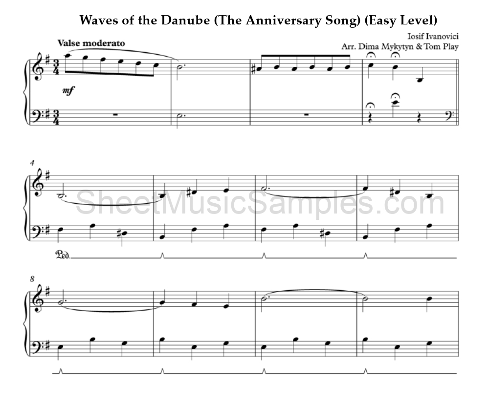 Waves of the Danube (The Anniversary Song) (Easy Level)