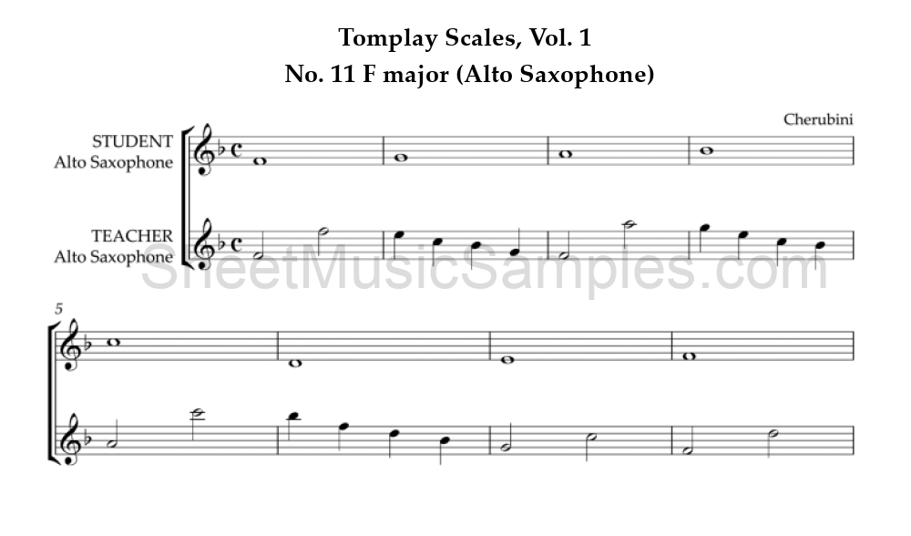 Tomplay Scales, Vol. 1 - No. 11 F major (Alto Saxophone)