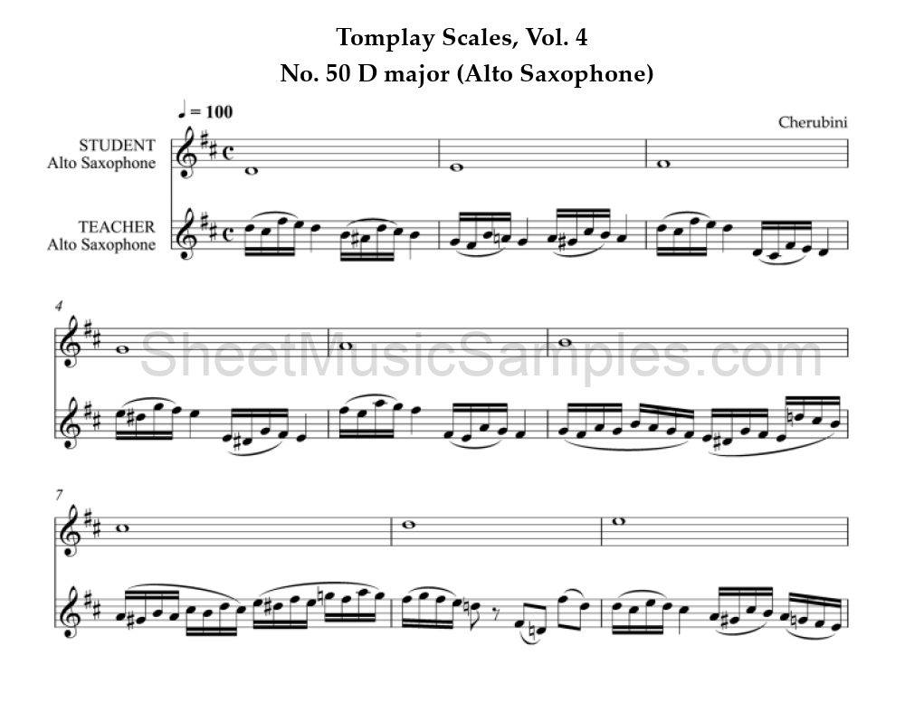 Tomplay Scales, Vol. 4 - No. 50 D major (Alto Saxophone)