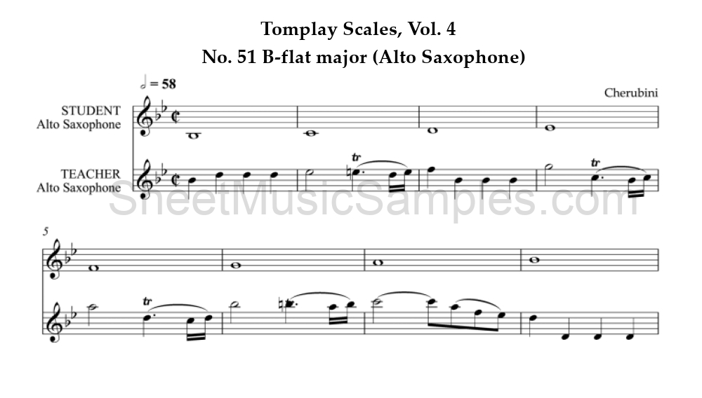 Tomplay Scales, Vol. 4 - No. 51 B-flat major (Alto Saxophone)