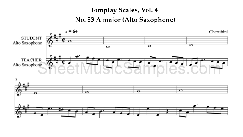 Tomplay Scales, Vol. 4 - No. 53 A major (Alto Saxophone)