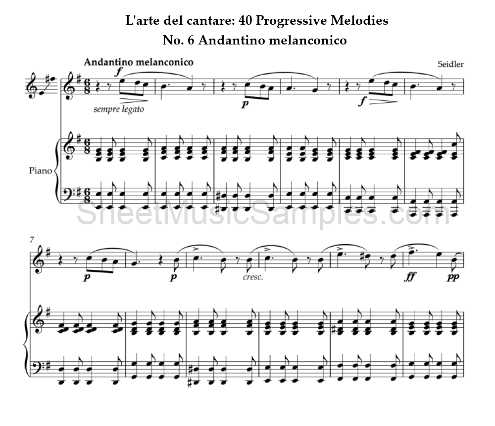 L'arte del cantare: 40 Progressive Melodies - No. 6 Andantino melanconico