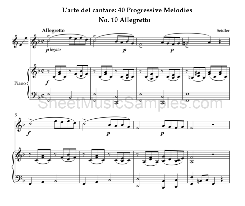 L'arte del cantare: 40 Progressive Melodies - No. 10 Allegretto