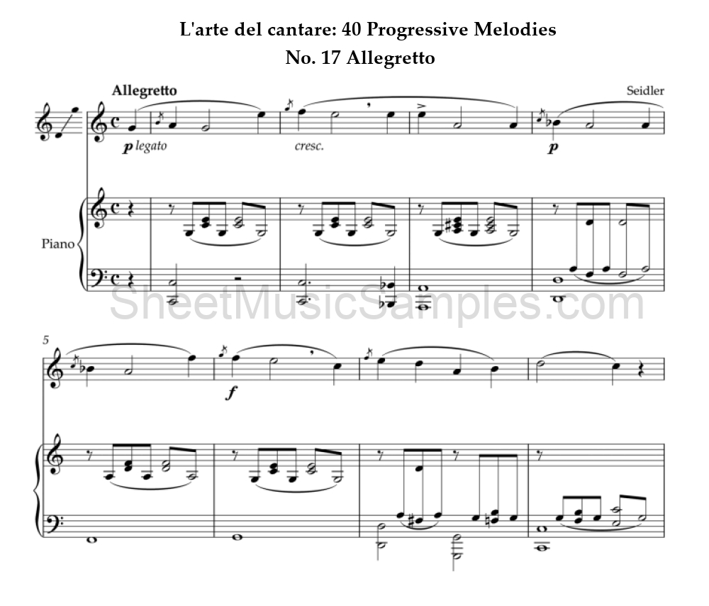 L'arte del cantare: 40 Progressive Melodies - No. 17 Allegretto