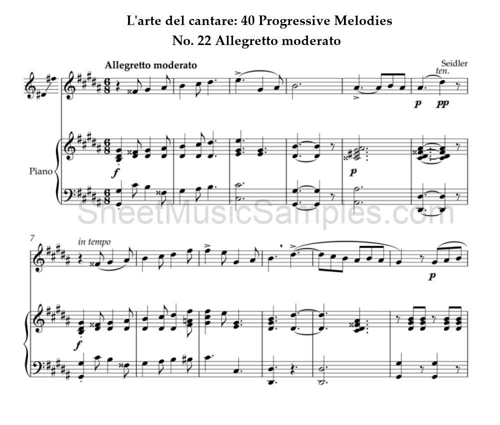 L'arte del cantare: 40 Progressive Melodies - No. 22 Allegretto moderato