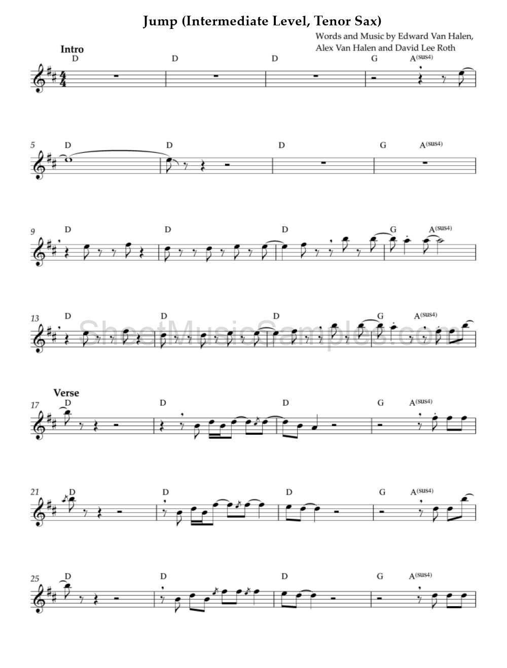 Jump (Intermediate Level, Tenor Sax)